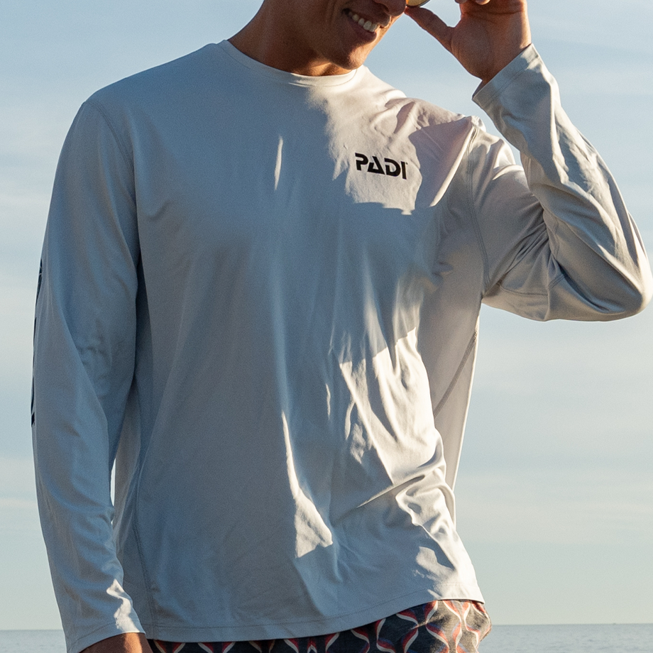 Eco UPF Long Sleeve Unisex Sun Shirt - Light Grey – PADI Gear Americas