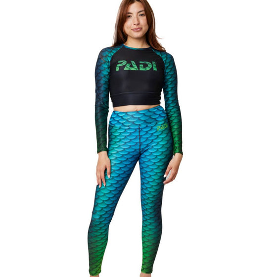 Eco Recycled Plastic UPF Swim & Yoga Leggings, Mermaid Siren