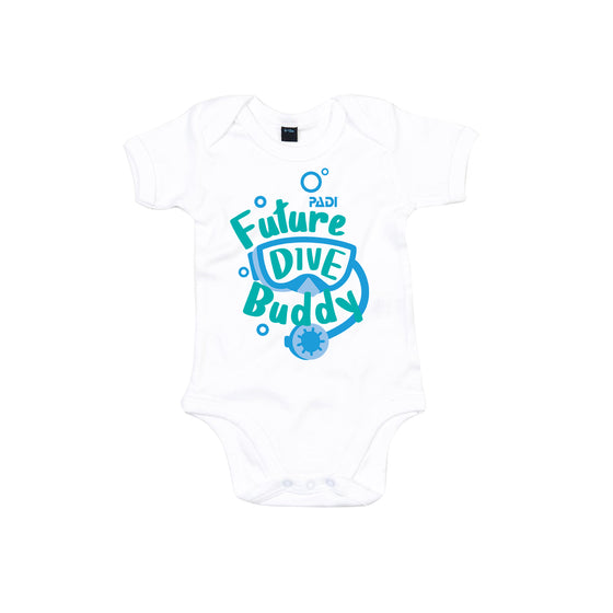 Future Dive Buddy Organic Cotton Baby Onesie / Bodysuit – White