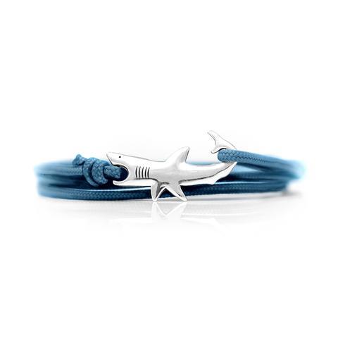 Jewelry - Great White Shark Bracelet - Sterling Silver/Navy