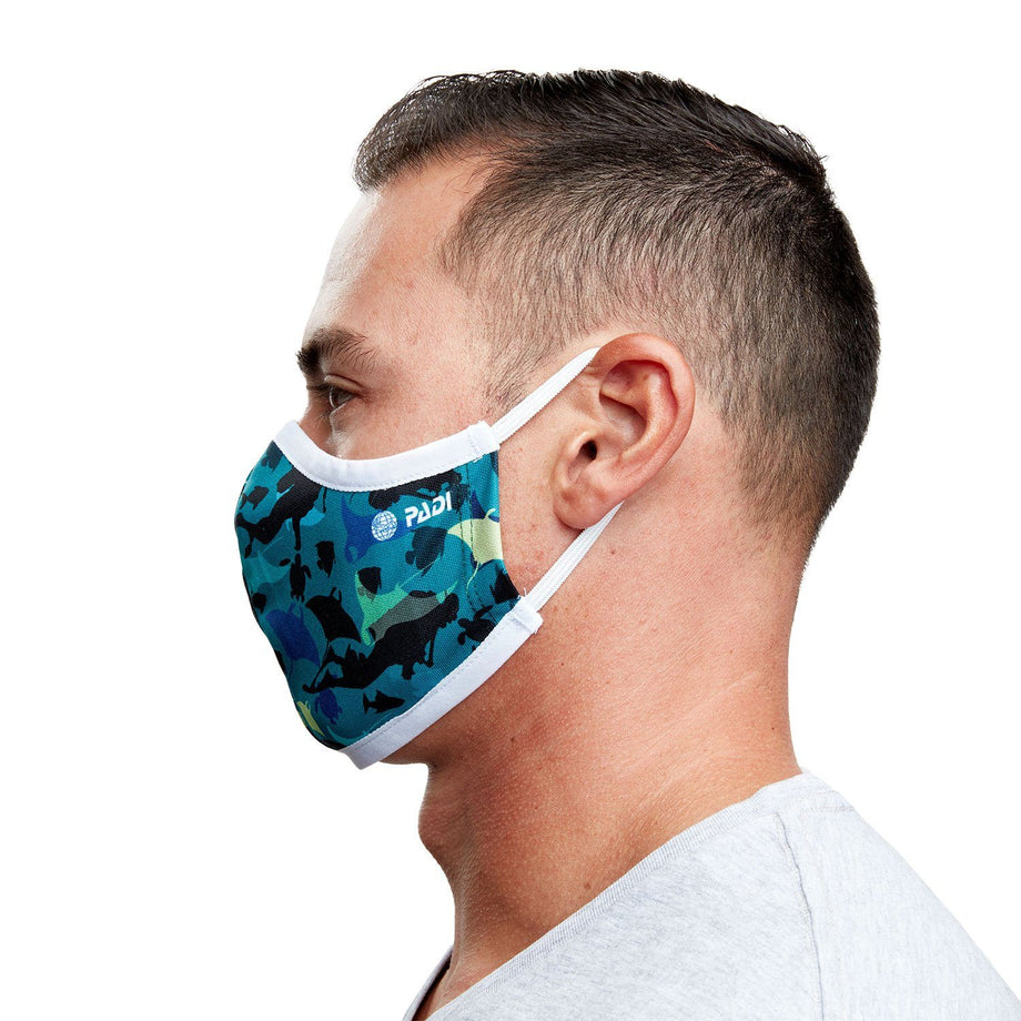 Manta Ray Recycled Plastic Face Mask with Cloth Filter Pocket + 5