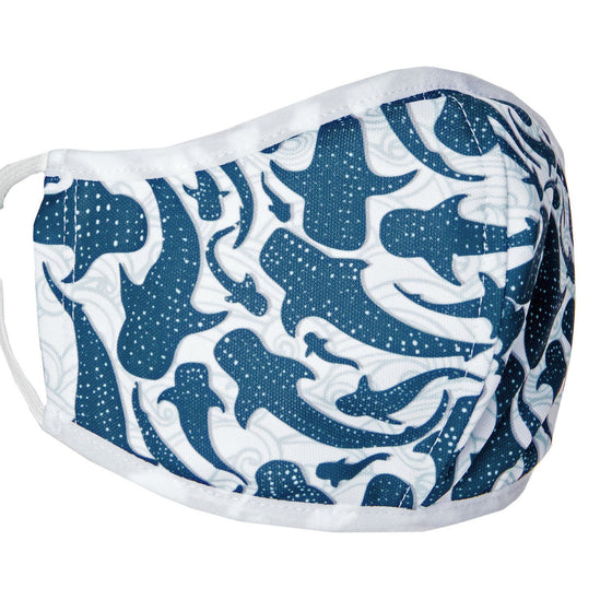 Whale Shark Recycled Plastic Face Mask with Filter Pocket + 5 Filters | Reusable, Washable, Eco-Friendly